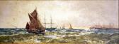 TEBBITT Henri Sailing Ships Off A Pier TEBBITT Henri Sailing Ships Off A Pier