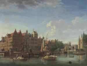 Jan Ten Compe - The Gelderse Kade, The Haan And Sleutels Brewery, And The Waag, Amsterdam 