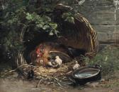 TEN KATE Johan Mari Henri A Hen And Her Chicks In The Farmyard TEN KATE Johan Mari Henri A Hen And Her Chicks In The Farmyard