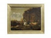 TEN OEVER Hendrik A Drover With Her Herd In A Landscape TEN OEVER Hendrik A Drover With Her Herd In A Landscape