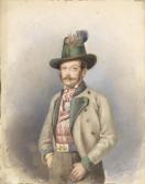 THEER Robert , A Portrait Of A Gentleman In A Styrian Costume, Signed And Dated R. Theer 1853, An Old Inscription "erzherzog Johann" On The Reverse, Watercolor, On Paper, 23 X 18 Cm, Unframed, THEER Robert , A Portrait Of A Gentleman In A Styrian Costume, Signed And Dated R. Theer 1853, An Old Inscription "erzherzog Johann" On The Reverse, Watercolor, On Paper, 23 X 18 Cm, Unframed,