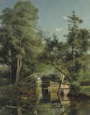 THOLEN Willem Bastiaan Landschap Te Giethoorn: Punting On Calm Water Near A Bridge THOLEN Willem Bastiaan Landschap Te Giethoorn: Punting On Calm Water Near A Bridge
