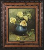 TIELENS Alexandre Still Life Of A Blue Jug Of Yellow Roses TIELENS Alexandre Still Life Of A Blue Jug Of Yellow Roses