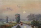 TIJSMANS Joseph River Landscape With Cows At Dusk TIJSMANS Joseph River Landscape With Cows At Dusk