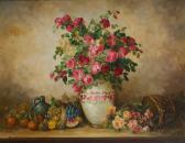 TILMAN Marguerite Composition Florale Avec Fruits En Avant-plan TILMAN Marguerite Composition Florale Avec Fruits En Avant-plan