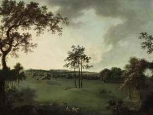 William Tomkins - A View In Leicestershire With A Church, Possibly Melton Mowbray, Inthe Distance