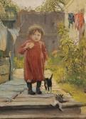 TOMPKINS Frank Hector In The Alley/a Little Girl With Kittens TOMPKINS Frank Hector In The Alley/a Little Girl With Kittens