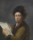 TREVISANI Francesco Portrait Of The Artist, Half-length, In A Green Fur-lined Coat And Fur-trimmed Hat, Holding A Letter TREVISANI Francesco Portrait Of The Artist, Half-length, In A Green Fur-lined Coat And Fur-trimmed Hat, Holding A Letter
