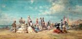TRITT Wolfgang Belebte Französische Strandpartie Mit Eleganten Damen Und Herren TRITT Wolfgang Belebte Französische Strandpartie Mit Eleganten Damen Und Herren