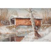TROVER Joseph Winter Landscape Of Covered Bridge TROVER Joseph Winter Landscape Of Covered Bridge