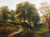TURNER George Wooded Landscape With Figures Resting In The Foreground And Sheep In The Distance TURNER George Wooded Landscape With Figures Resting In The Foreground And Sheep In The Distance