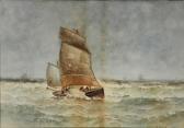 TYLER James Gale Sailboat On A Choppy Sea TYLER James Gale Sailboat On A Choppy Sea