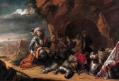 TYSSENS Jan Baptiste An Officer Smoking A Pipe By A Grotto TYSSENS Jan Baptiste An Officer Smoking A Pipe By A Grotto