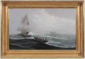 VALENKAMPH Theodor Victor Carl Fisherman Being Towed Out Of A Fog-bound Steamer Lane VALENKAMPH Theodor Victor Carl Fisherman Being Towed Out Of A Fog-bound Steamer Lane