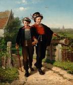 VALKENBURG Hendrik Two 'brulfteneugers' Leaving A Farmhouse VALKENBURG Hendrik Two 'brulfteneugers' Leaving A Farmhouse