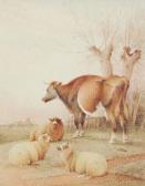 VALTER Frederick E. A Cow And Three Sheep In A Landscape VALTER Frederick E. A Cow And Three Sheep In A Landscape
