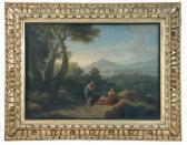 VAN BLOEMEN Jan Franz Travellers On A Bridge In An Italianate Landscape VAN BLOEMEN Jan Franz Travellers On A Bridge In An Italianate Landscape