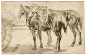 van BLOEMEN Pieter Two Carriage Horses Resting By Their Cart van BLOEMEN Pieter Two Carriage Horses Resting By Their Cart