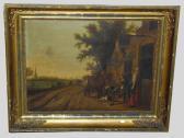 VAN COSTER E. Paysage 19ème Avec Chevaux Et Couple VAN COSTER E. Paysage 19ème Avec Chevaux Et Couple
