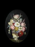 VAN COSTER E. Still Lifes Of Vases Of Flowers On A Ledge VAN COSTER E. Still Lifes Of Vases Of Flowers On A Ledge