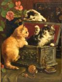 van den EYCKEN Charles II 3 Cats Playing In A Box van den EYCKEN Charles II 3 Cats Playing In A Box