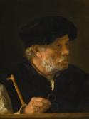 van der PLUYM Karel A Man, Bust-length, Holding A Cane And His Spectacles, By A Wooden Ledge van der PLUYM Karel A Man, Bust-length, Holding A Cane And His Spectacles, By A Wooden Ledge