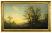 van STRY Jacob Herders With Goats On A Track With A Mule And A Goat Overlooking A Lake In An Italianate Landscape van STRY Jacob Herders With Goats On A Track With A Mule And A Goat Overlooking A Lake In An Italianate Landscape