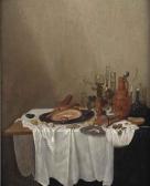 van VUCHT Gerrit A Ham On A Pewter Plate, A Peeled Lemon, Various Jugs And Glasses, All On A Partially Draped Table van VUCHT Gerrit A Ham On A Pewter Plate, A Peeled Lemon, Various Jugs And Glasses, All On A Partially Draped Table