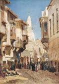 VARLEY John II A Bustling Street Before The Mosque Of Emir Mindar, Cairo VARLEY John II A Bustling Street Before The Mosque Of Emir Mindar, Cairo