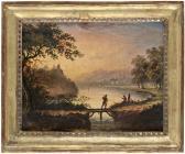 VERESHAGIN Vasilii Petrovich Flodlandskap Med Metande Figurer Vid Strandkant VERESHAGIN Vasilii Petrovich Flodlandskap Med Metande Figurer Vid Strandkant