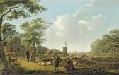 VERMEULEN Andries A Wooded River Landscape With A Shepherd And His Flock Conversing With A Traveller On A Track, A City Beyond VERMEULEN Andries A Wooded River Landscape With A Shepherd And His Flock Conversing With A Traveller On A Track, A City Beyond