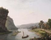 VERMEULEN Eugene Fishing Boats On A River By A Village VERMEULEN Eugene Fishing Boats On A River By A Village