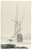 VERNET Joseph A Three-masted Ship At Anchor VERNET Joseph A Three-masted Ship At Anchor