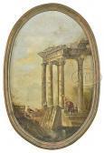 VERNET Joseph Shepherd With Sheep And Figures In Ruins VERNET Joseph Shepherd With Sheep And Figures In Ruins