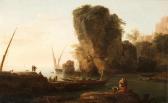 VERNET Joseph CLAUDE A Cove On A Rocky Mediterranean Coast, With Small Vessels And Fishermen VERNET Joseph CLAUDE A Cove On A Rocky Mediterranean Coast, With Small Vessels And Fishermen