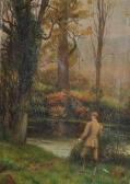 VERNON Arthur Langley Fishing On The Riverbank VERNON Arthur Langley Fishing On The Riverbank