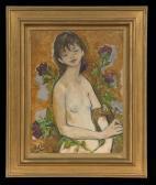 VERTES Marcel Girl With Purple Flowers VERTES Marcel Girl With Purple Flowers