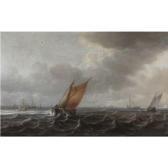 VERWER de Justus A River Estuary With Light Shipping In A Strong Breeze VERWER de Justus A River Estuary With Light Shipping In A Strong Breeze
