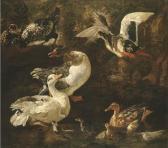 VICTORS Jacobus Geese, Ducks And Ducklings In A Landscape With A Pond VICTORS Jacobus Geese, Ducks And Ducklings In A Landscape With A Pond