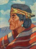VIERRA Carlos Portrait Of An Acoma Pueblo Indian Man VIERRA Carlos Portrait Of An Acoma Pueblo Indian Man