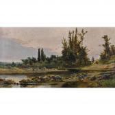 VILAR Y TORRES JOSE Bachlandschaft Mit Schafherde Und Hirtin VILAR Y TORRES JOSE Bachlandschaft Mit Schafherde Und Hirtin