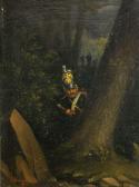 VILLEVALDE Bogdan Pavlovich Soldiers Advancing Through A Forest At Night. VILLEVALDE Bogdan Pavlovich Soldiers Advancing Through A Forest At Night.