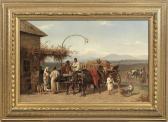 VOLKERS Emil Rumänisches Landvolk Mit Büffelwagen Und Zu Ross Zu Markte Ziehend VOLKERS Emil Rumänisches Landvolk Mit Büffelwagen Und Zu Ross Zu Markte Ziehend