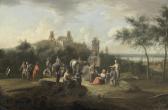 VOLLERDT Johann Christian Travellers Watering Their Horses Before A Walled Town, A River In The Distance VOLLERDT Johann Christian Travellers Watering Their Horses Before A Walled Town, A River In The Distance