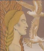 VON LISKI Robert Reinhardt Deco Female Figure With Doves VON LISKI Robert Reinhardt Deco Female Figure With Doves