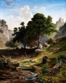 WAAGEN Adalbert Südliche Gebirgslandschaft Mit Schlossruine WAAGEN Adalbert Südliche Gebirgslandschaft Mit Schlossruine
