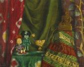WAAGNER Alfred Stilleben Mit Japanischen Puppen, Buddha Und Exotischen Stoffen WAAGNER Alfred Stilleben Mit Japanischen Puppen, Buddha Und Exotischen Stoffen