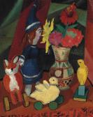WACKER Rudolf Stilleben Mit Blumenkrug Und Puppe Ii WACKER Rudolf Stilleben Mit Blumenkrug Und Puppe Ii