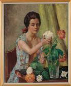 WAHLSTRÖM Sigrid de Rougemont Kvinna Med Blommor WAHLSTRÖM Sigrid de Rougemont Kvinna Med Blommor