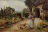 WALBOURN Ernest Charles Feeding The Chickens WALBOURN Ernest Charles Feeding The Chickens